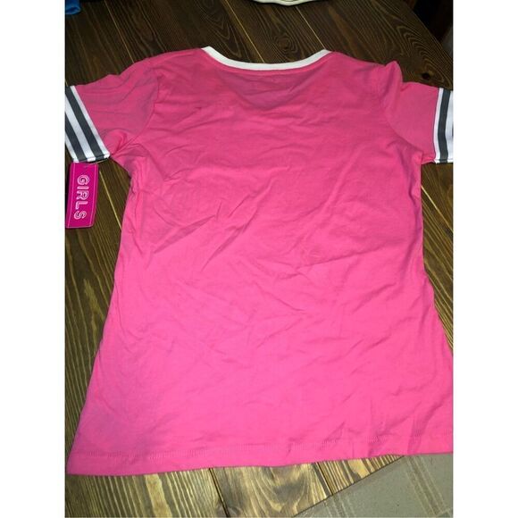 NFL Pittsburgh Steelers V-neck Short Sleeve Shirt  Pink Girls 14-16 NWT Barbie P - Picture 4 of 7
